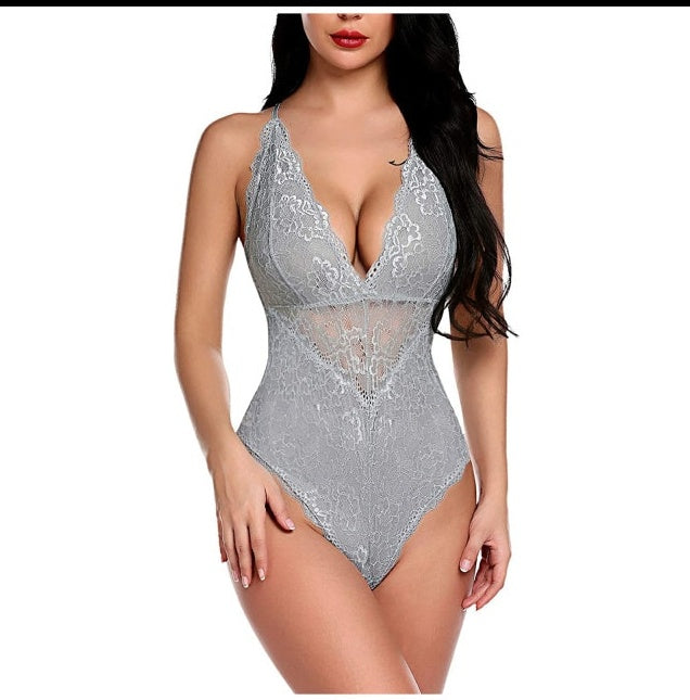 Rose Noir European Lace One-Piece Lingerie Bodysuit | Sexy Women's Lace Jumpsuit Set