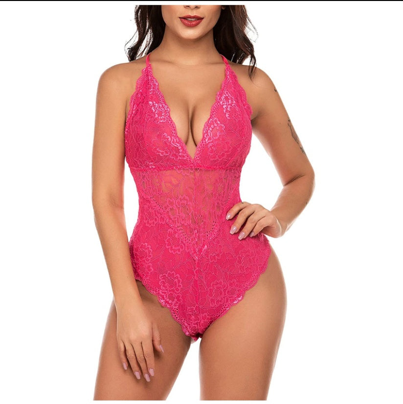 Rose Noir European Lace One-Piece Lingerie Bodysuit | Sexy Women's Lace Jumpsuit Set